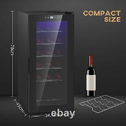 HOMCOM 50L Undercounter Wine Cooler Fridge with LED Light Glass Door 18 Bottles