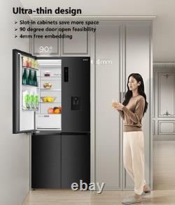 HYE 446L American Fridge Freezer Frost Free Water Dispenser TrueFit Black Inox