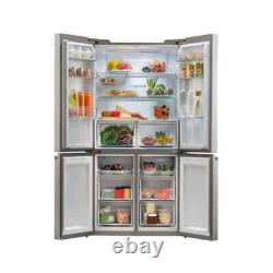 Haier F Rated 528L 4 Door Fridge Freezer, Platinum Inox HTF540DP7UK