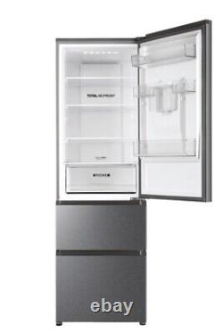 Haier HETR3619FWMG 60cm wide TOTAL FROST FREE Fridge Freezer Gloss St/Steel