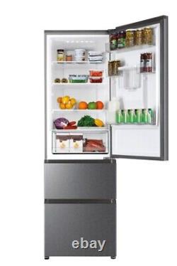 Haier HETR3619FWMG 60cm wide TOTAL FROST FREE Fridge Freezer Gloss St/Steel