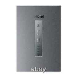 Haier HETR3619FWMG F Rated 345L 3 Door Fridge Freezer, Platinum Inox