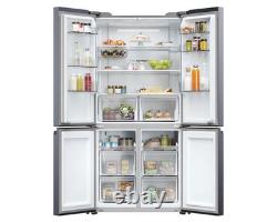 Haier Series 5 HCR5919ENMM Four Door American Platinum Inox Fridge Freezer