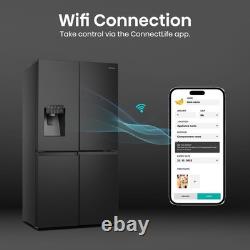 Hisense PureFlat 584 Litre Four Door American Fridge Freezer Black RQ760N4SBFE