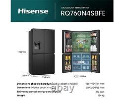 Hisense PureFlat RQ760N4SBFE 91cm 584L Four Door Black Fridge Freezer