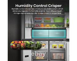 Hisense RQ768N4GBE 91cm Cross Door Black Glass American Fridge Freezer