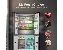 Hisense RQ768N4GBE 91cm Cross Door Black Glass American Fridge Freezer