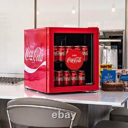 Husky Coca Cola Drinks Cooler Table Top 48L Mini Fridge Beer Chiller Glass Door