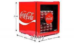 Husky Coca Cola Drinks Cooler Table Top 48L Mini Fridge Beer Chiller Glass Door