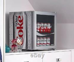Husky Diet Coke Drinks Cooler Table Top 48L Mini Fridge Beer Chiller Glass Door