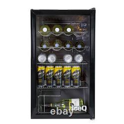 IceQ 93L Under Counter Glass Door Display Wine & Bottle Drinks Fridge Black