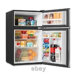 Mini Fridge Small Refrigerator Freezer 3.1 CU FT Two Door Compact Stainless Cool