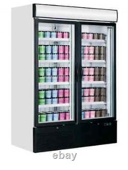 New Upright Double Twin Glass Door Display Food Freezer Ice Cream Rrp £4300