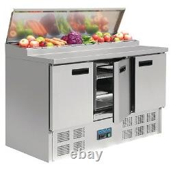 Polar Refrigerated 3 Door Pizza And Salad Prep Counter Display 390 L Commercial