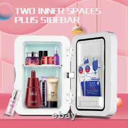 Portable 8L Beauty Cosmetic Fridge LED Makeup Mirror Door Mini Skincare Cooler