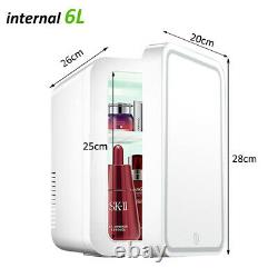 Portable 8L Beauty Cosmetic Fridge LED Makeup Mirror Door Mini Skincare Cooler