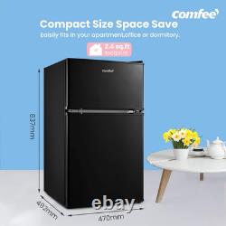 RCT87BL2(E) under Counter Fridge Freezer, 87L Double Door Small Fridge Freezer w
