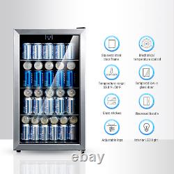 Refrigerator Mini Beer Beverage Wine Soda Fridge Glass Door 115 Can Drink Cooler