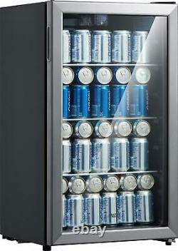 Refrigerator Mini Beer Beverage Wine Soda Fridge Glass Door 115 Can Stainless