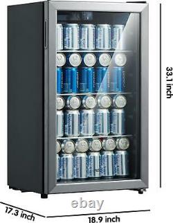 Refrigerator Mini Beer Beverage Wine Soda Fridge Glass Door 115 Can Stainless