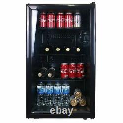 SIA DC1BL 126L Under Counter Drinks Fridge, Beer And Wine Cooler With Glass Door