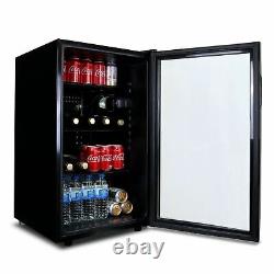 SIA DC1BL 126L Under Counter Drinks Fridge, Beer And Wine Cooler With Glass Door