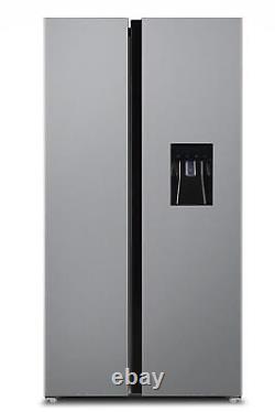 SIA Freestanding 2 Door American Fridge Freezer 627L with Dispenser Silver