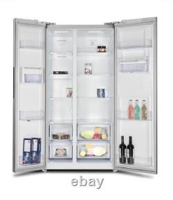 SIA Freestanding 2 Door American Fridge Freezer 627L with Dispenser Silver