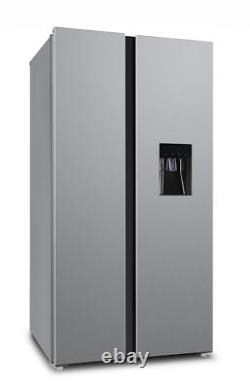 SIA Freestanding 2 Door American Fridge Freezer 627L with Dispenser Silver