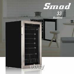 SMAD 35 Bottle Wine Cooler LED Touch Screen S/Steel Glass Door Drinks Fridge