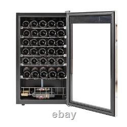 SMAD 95L Beer Wine&Drinks Mini Fridge Led Compressor Cooling Glass Door Chiller
