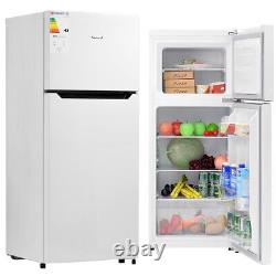 SMAD Free Standing Fridge Top Freezer Refrigerator White Two Door 126L Quiet