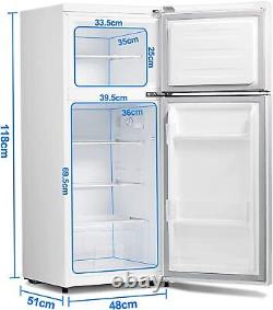 SMAD Free Standing Fridge Top Freezer Refrigerator White Two Door 126L Quiet