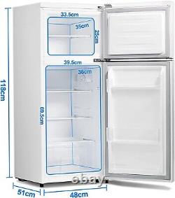 Smad 126 Liters 2 Door Fridge Freezer Stainless Steel Freestanding Home White