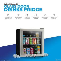 Subcold Super 50 LED Black/Stainless Steel Door Mini Beer & Drinks Fridge A+