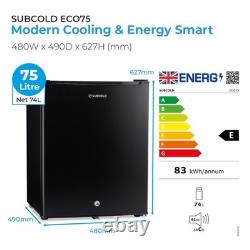 Subcold Table Top Mini Fridge 75L with Ice Box Freezer Zone ECO75 LED Black