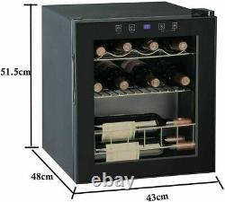 Table Top 16 Bottles Wine Fridge Mini Beverage Drinks Cooler 46L LED Glass Door