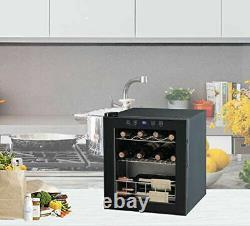 Table Top 16 Bottles Wine Fridge Mini Beverage Drinks Cooler 46L LED Glass Door