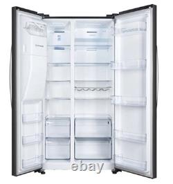 Teknix THSBS1791PLUBIX Black Steel 2 Door Side by Side Fridge Freezer E rated