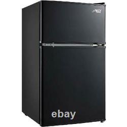 Two Door Mini Fridge 3.2 Cu Ft withFreezer Home Office Compact Refrigerator Black