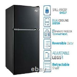 Two Door Mini Fridge 3.2 Cu Ft withFreezer Home Office Compact Refrigerator Black