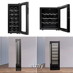 Under Counter Drinks Fridge, 12/16 Bottles Beer And Wine Cooler With Glass Door