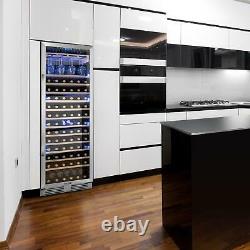 Wine Fridge Cooler Refrigerator 425 L 165 Bottles Glass Door LED Light Black