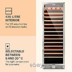 Wine Fridge Cooler Refrigerator 425 L 165 Bottles Glass Door LED Light Black