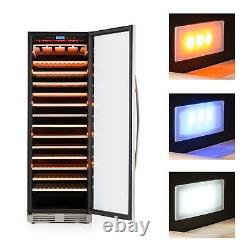 Wine Fridge Cooler Refrigerator 425 L 165 Bottles Glass Door LED Light Black