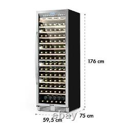 Wine Fridge Cooler Refrigerator 425 L 165 Bottles Glass Door LED Light Black