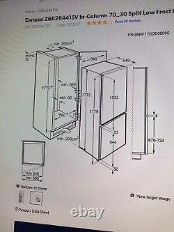 ZANUSSI INTEGRATED 70/30 SPLIT FRIDGE FREEZER ZBBW8441SV A+ energy rating