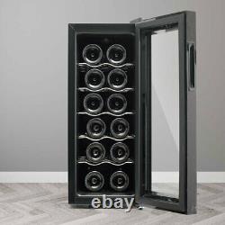 12 Bouteilles Champagne Cooler Cabinet Réfrigérateur Avec Porte Simple En Verre Léger Led