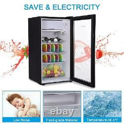 43l/63l/83l Mini Réfrigérateur Glass Door Black Desktop Cooler Bedroom Office Royaume-uni