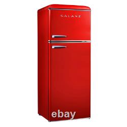 7.6 Cu. Ft. Rétro Mini Réfrigérateur Avec Double Porte Et Véritable Congélateur En Rouge
